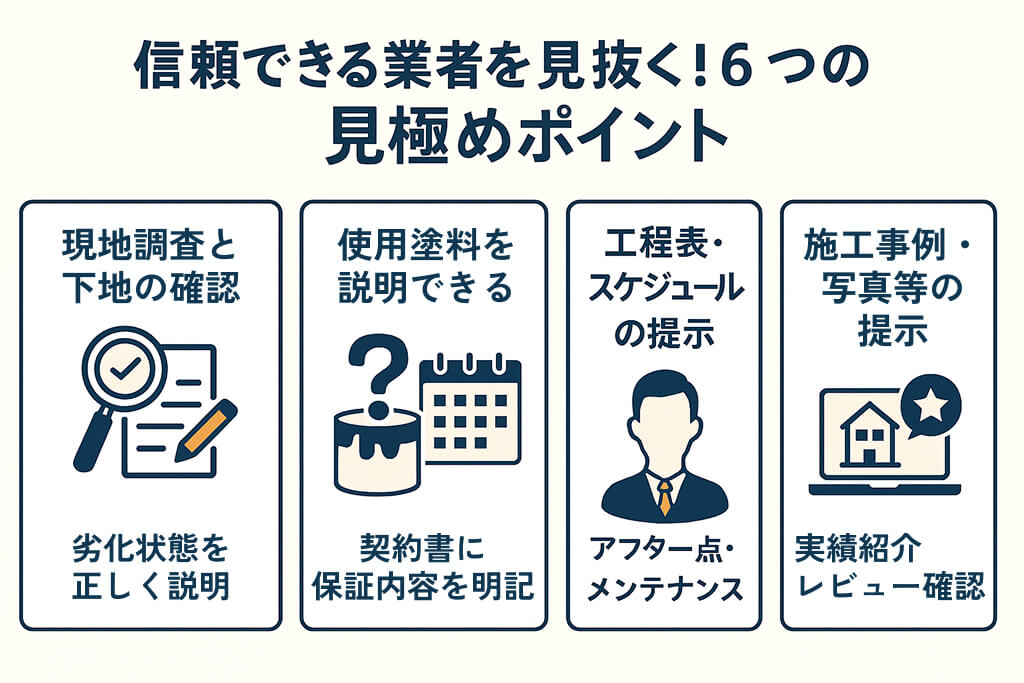 信頼できる業者を見抜く！6つの見極めポイント