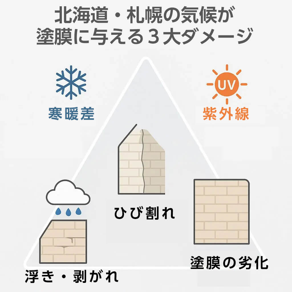 北海道・札幌の気候が塗膜に与える3大ダメージ