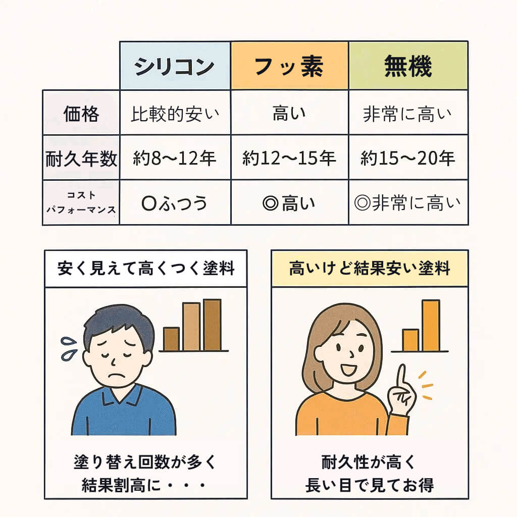 外壁塗装の塗料グラフイメージ